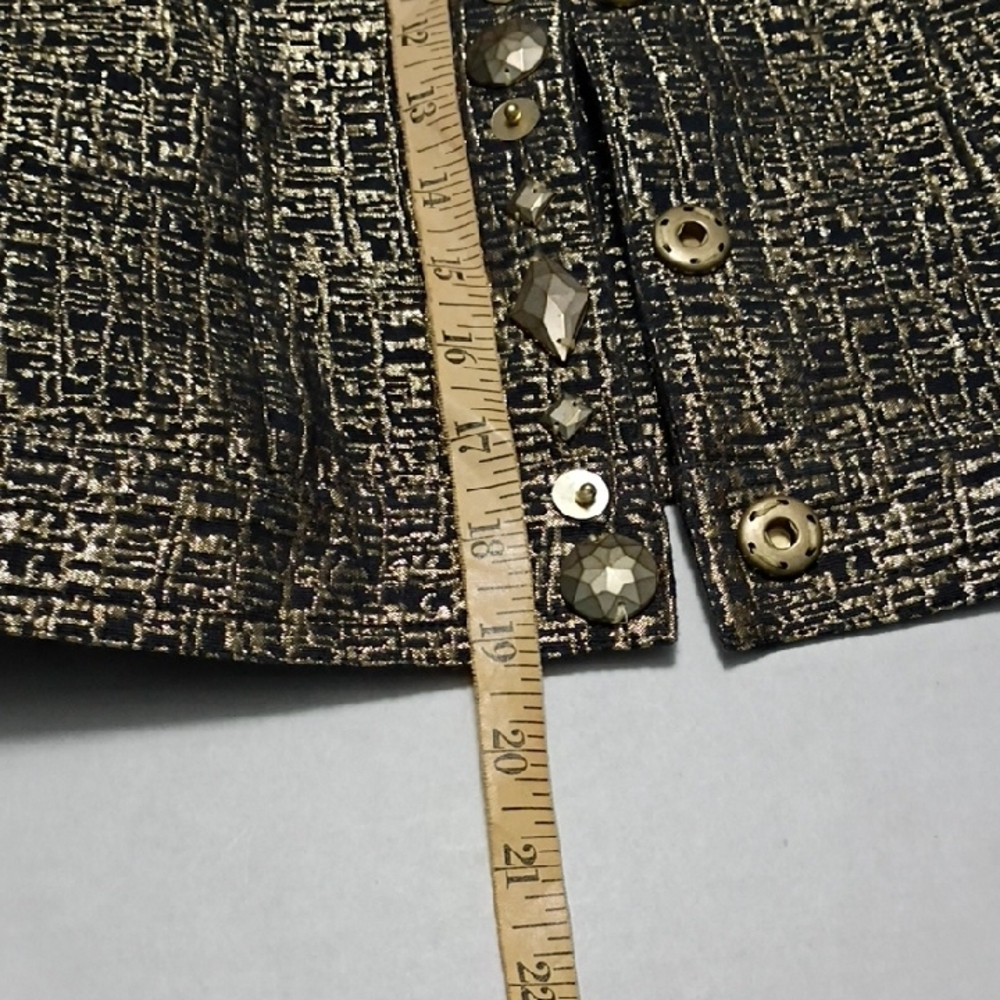 Ruby Rd. Metallic Gold Blazer With Snaps Size 12 - Picture 5 of 11